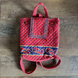 Women's Taylor Layne Quilted Backpack Red Blue Paisley NWT